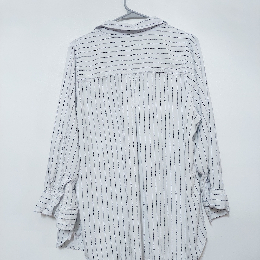 Velvet Heart 2X Striped Button Down Blouse White Casual Chic Top - Picture 7 of 8